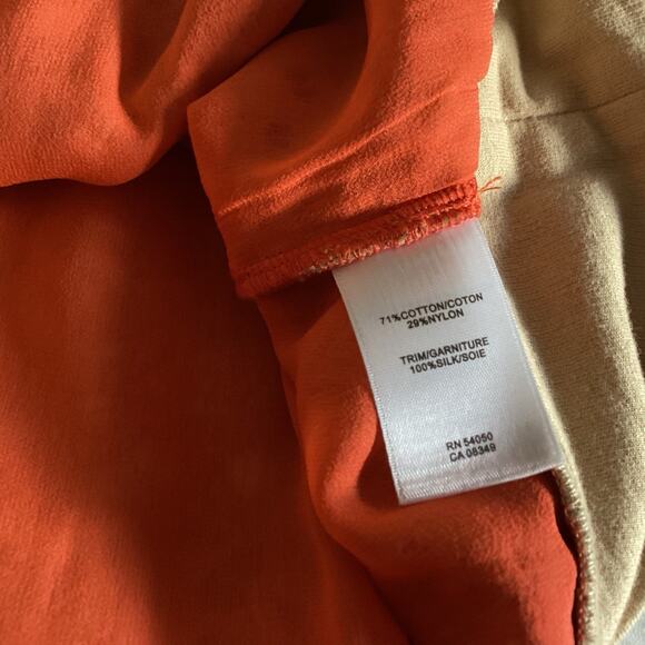 Robert Rodriguez Tan & Orange l Lace Overlay Top Small l Feminine Boho Romantic - Picture 6 of 7